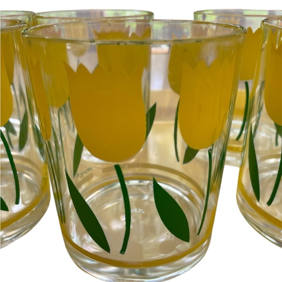6 MCM HJ Stotter yellow tulip design rock glasses & Texasware 142  tray - Picture 5 of 14